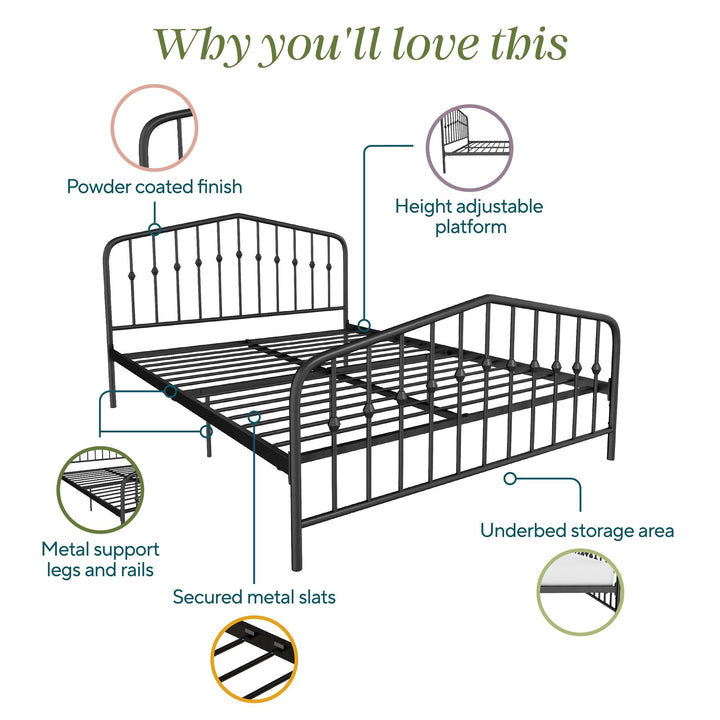 Bushwick Metal Bed - Black - Queen