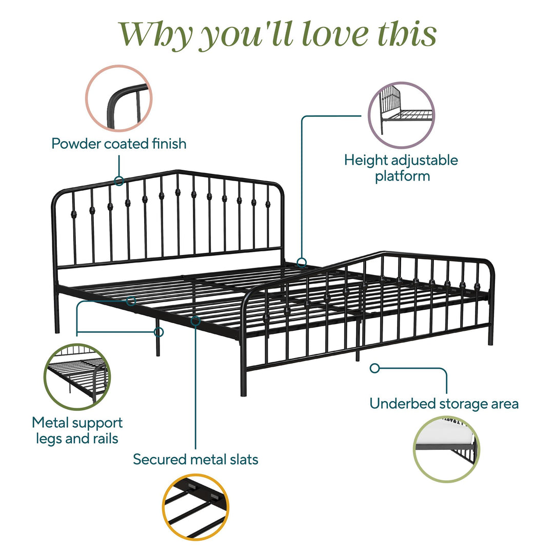 Bushwick Metal Bed - Black - King