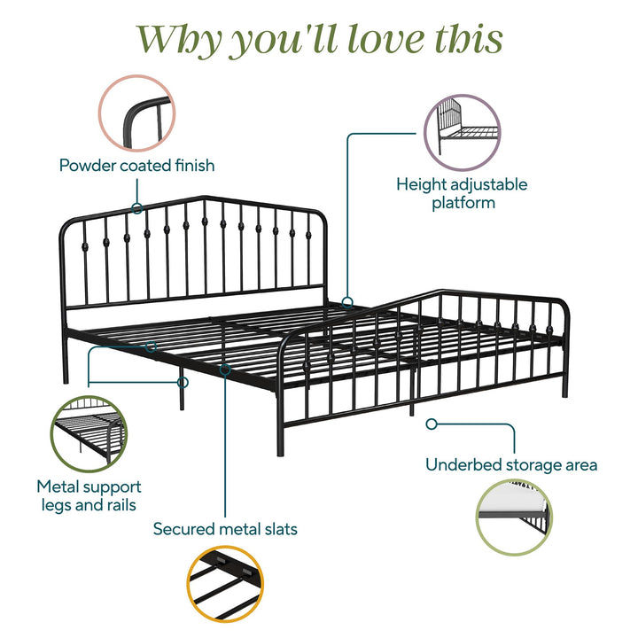 Bushwick Metal Bed - Black - King