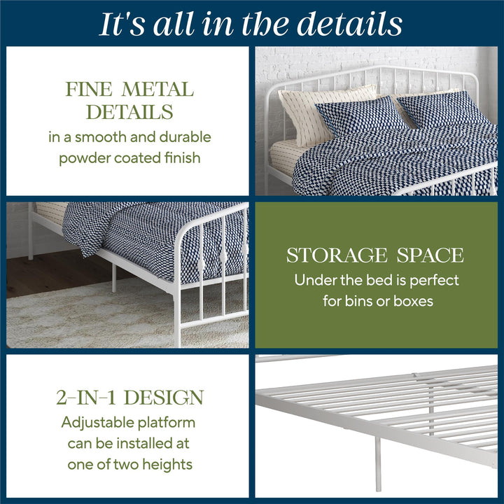 Bushwick Metal Bed - White - King