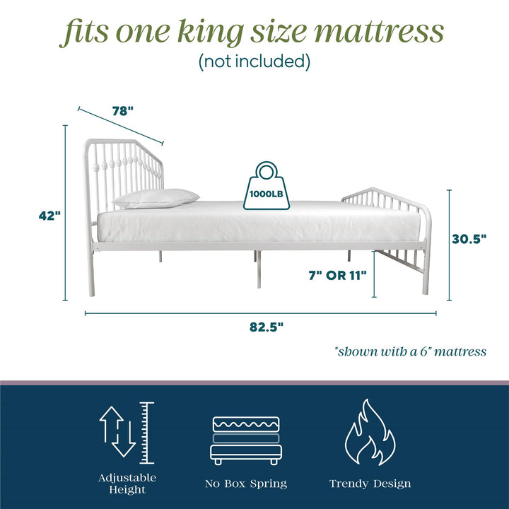 Bushwick Metal Bed - White - King