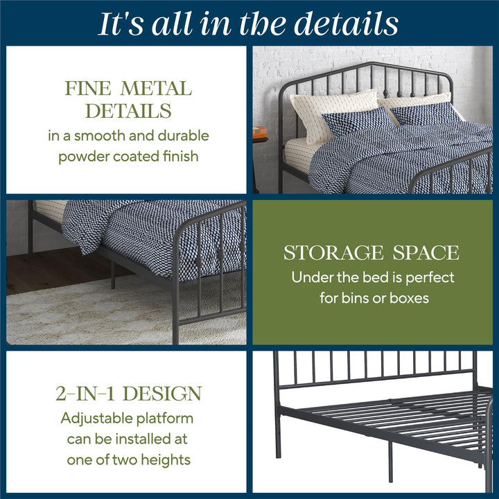 Bushwick Metal Bed - Gray - Queen