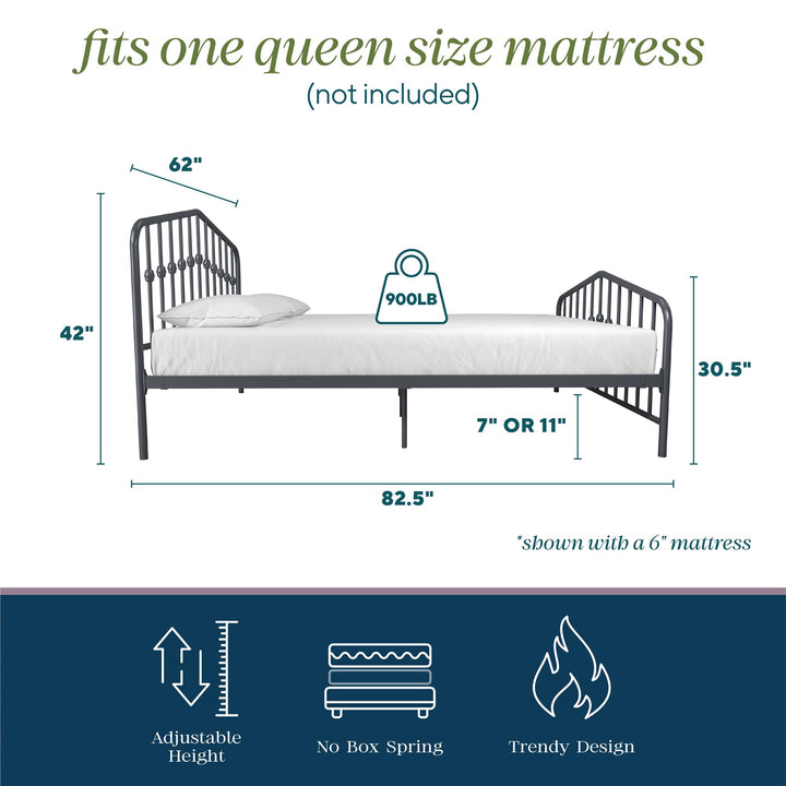 Bushwick Metal Bed - Gray - Queen