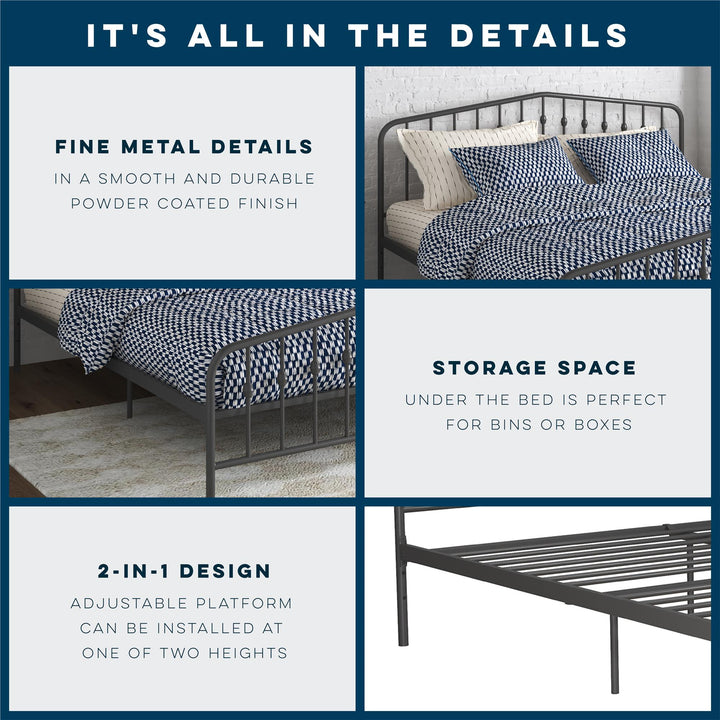 Bushwick Metal Bed - Gray - King