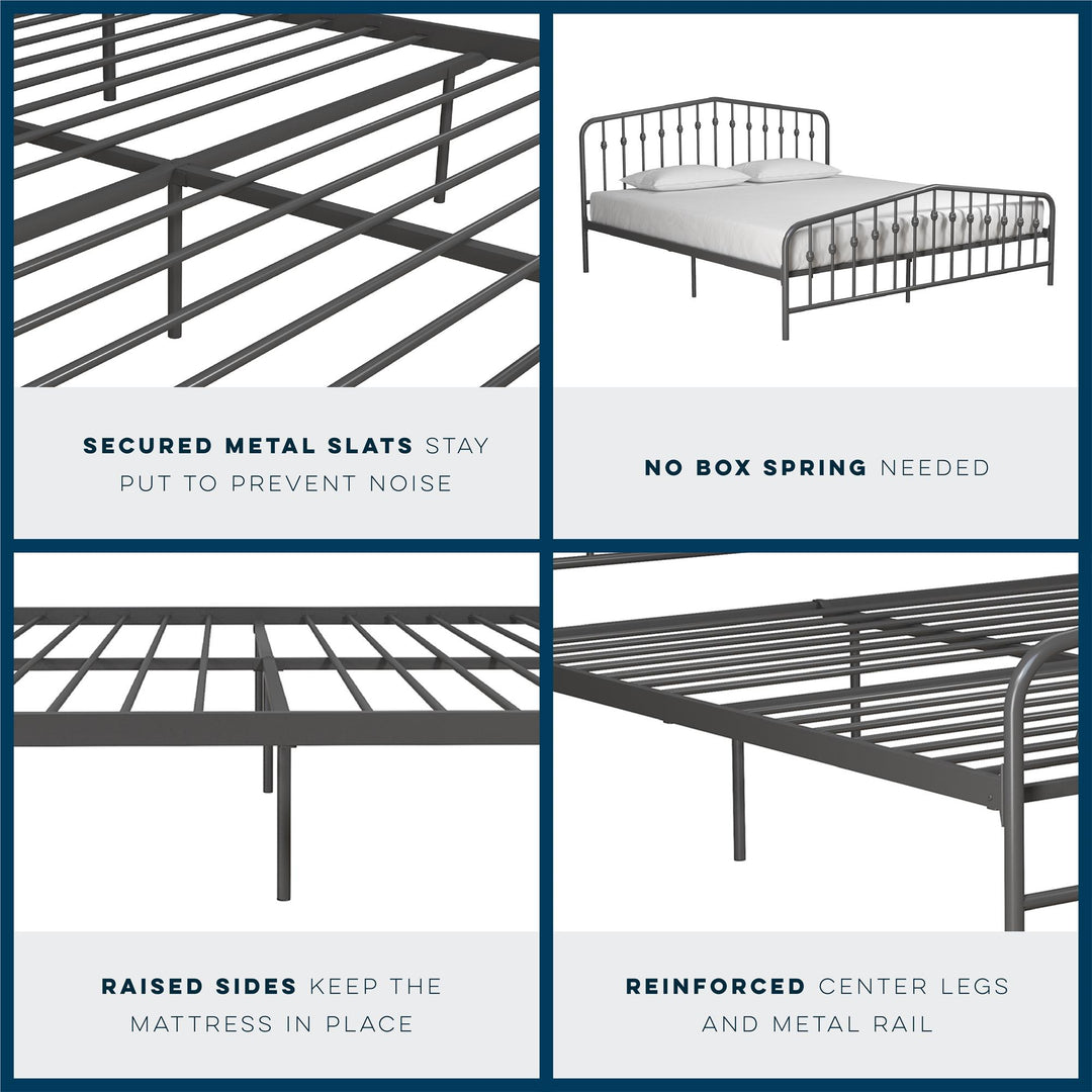 Bushwick Metal Bed - Gray - King