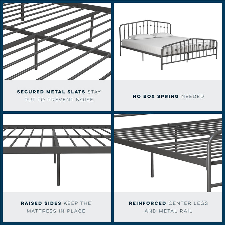 Bushwick Metal Bed - Gray - King
