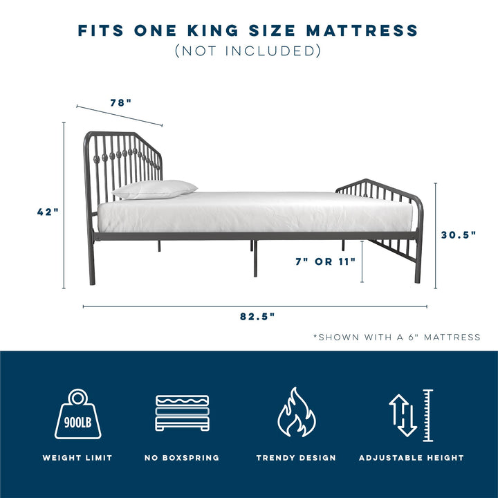 Bushwick Metal Bed - Gray - King