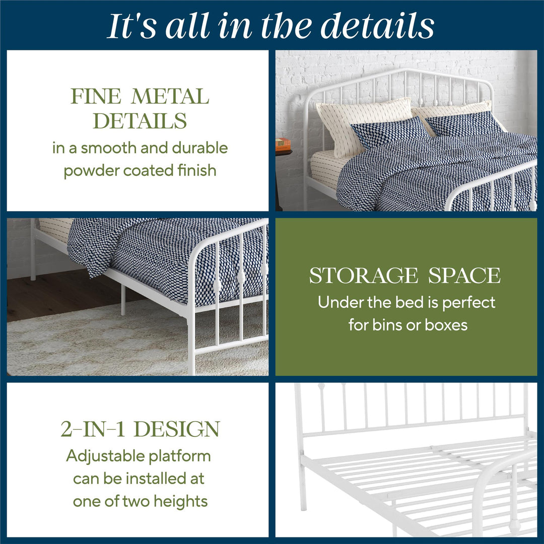 Bushwick Metal Bed - White - Queen
