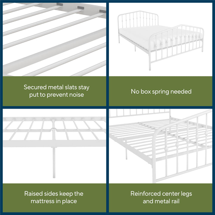 Bushwick Metal Bed - White - Queen