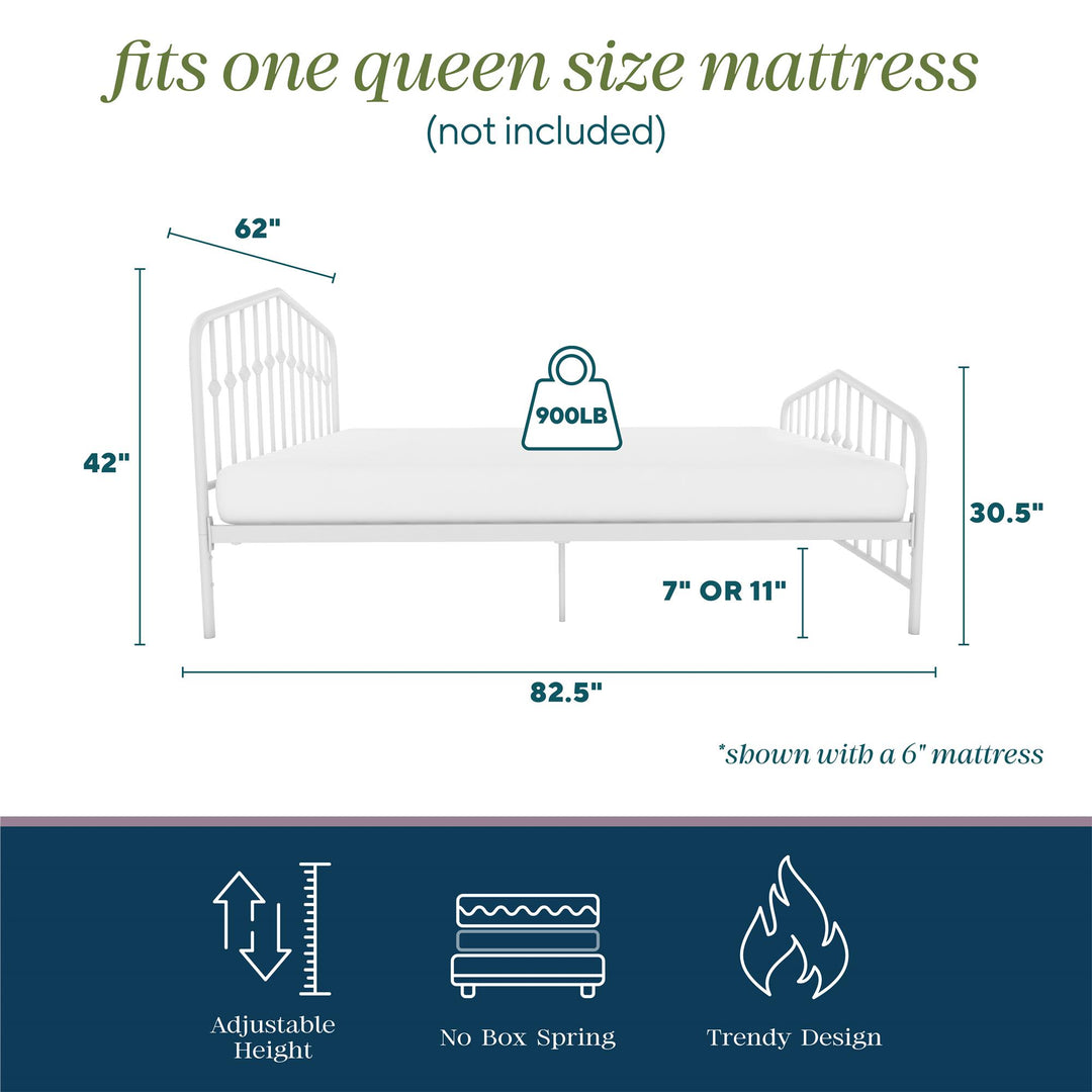 Bushwick Metal Bed - White - Queen
