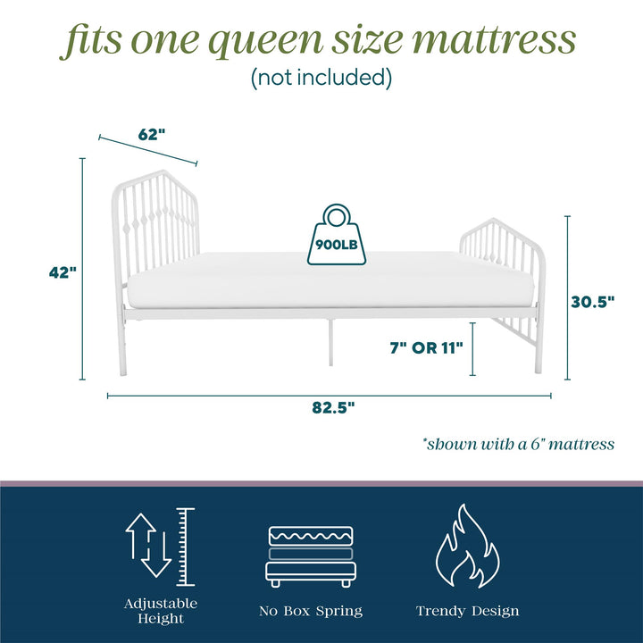 Bushwick Metal Bed - White - Queen
