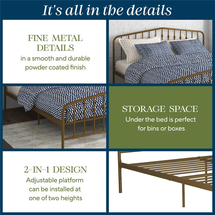 Bushwick Metal Bed - Gold - King