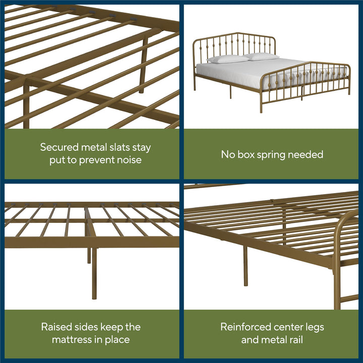 Bushwick Metal Bed - Gold - King
