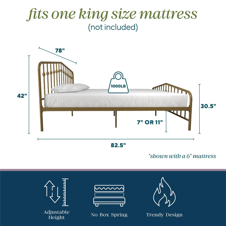 Bushwick Metal Bed - Gold - King
