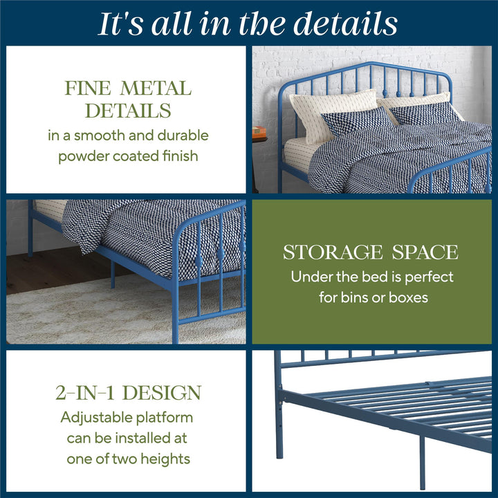 Bushwick Metal Bed - Sea Blue - Queen