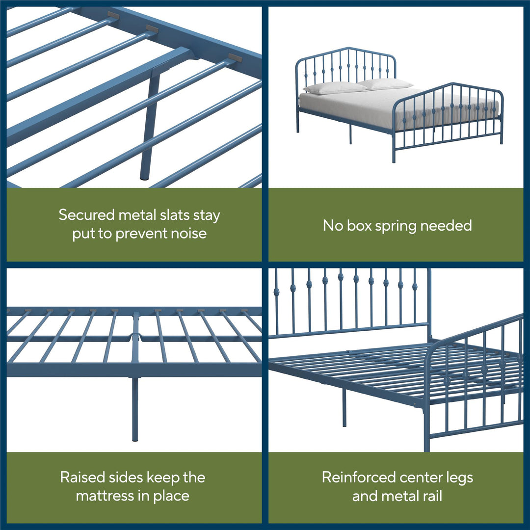 Bushwick Metal Bed - Sea Blue - Queen