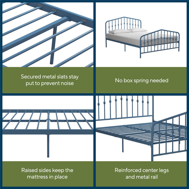 Bushwick Metal Bed - Sea Blue - Queen