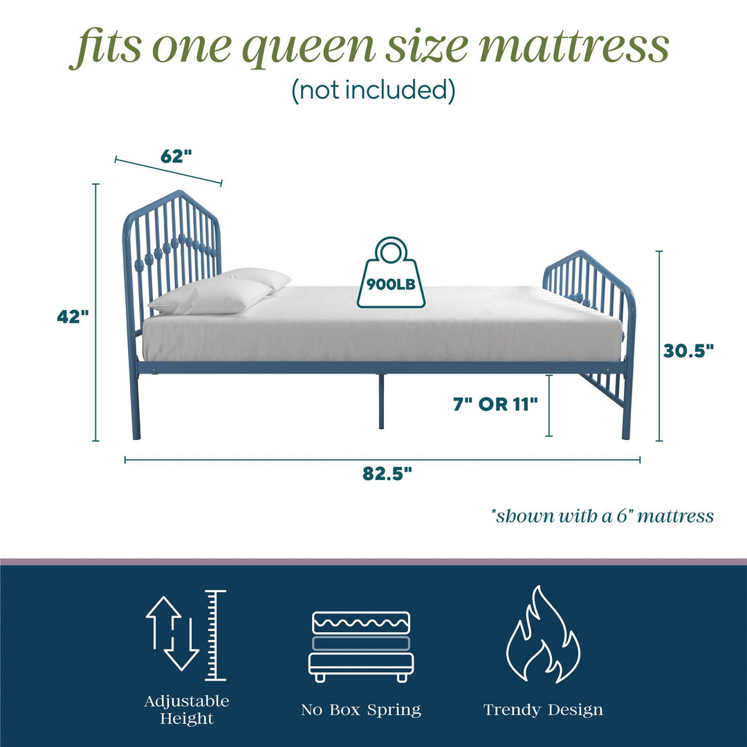 Bushwick Metal Bed - Sea Blue - Queen