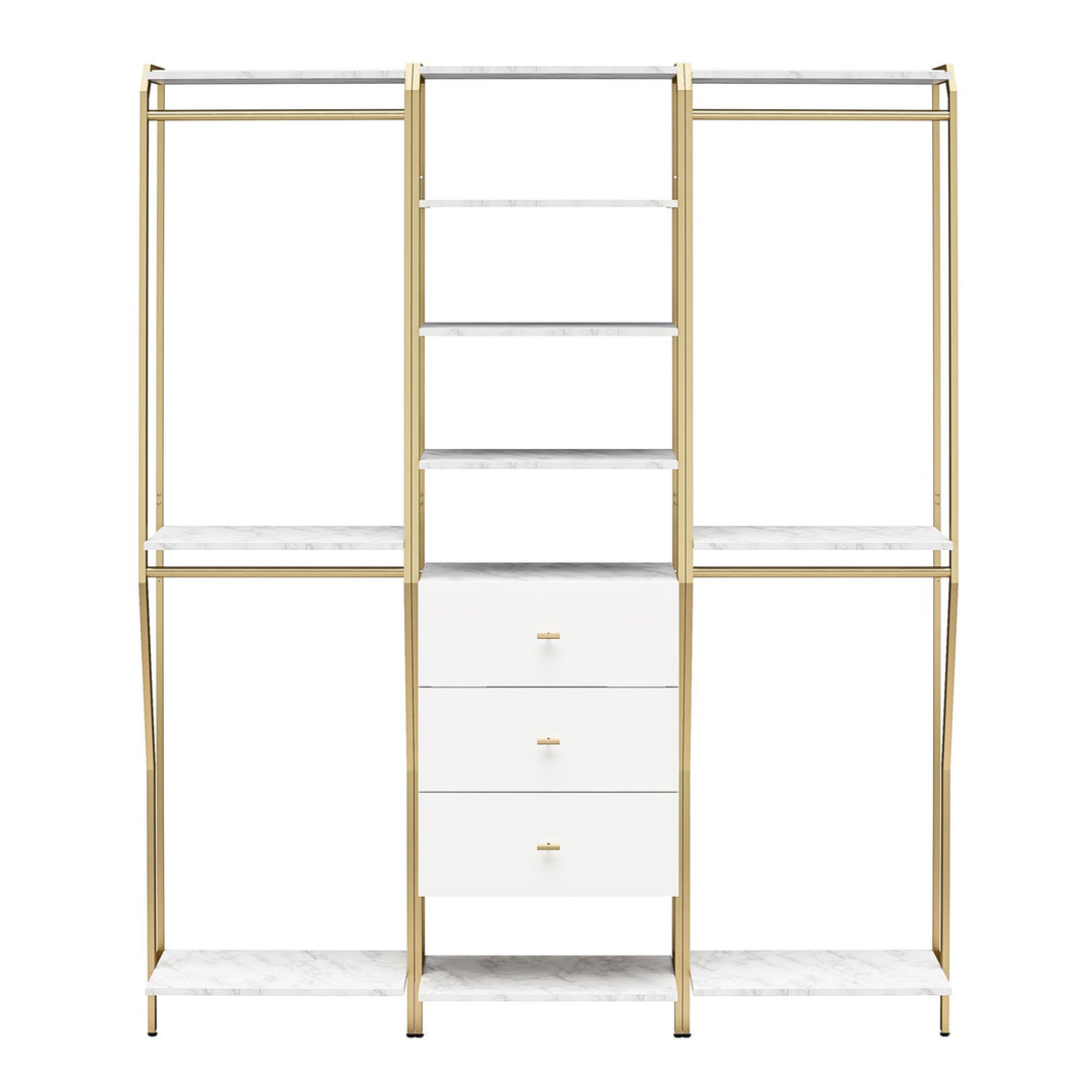 Gwyneth Closet 3 Piece Bundle- 2 Hanging Rod & 1 Drawer Unit - White marble