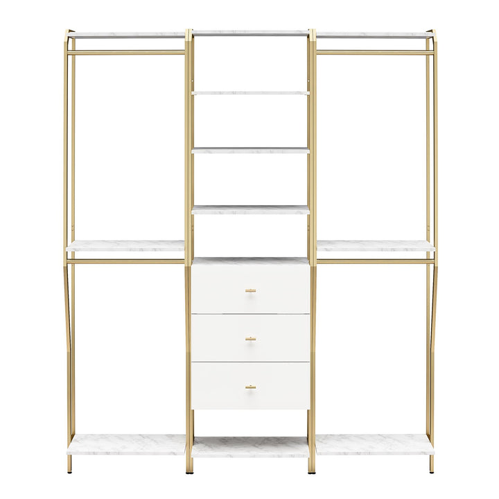 Gwyneth Closet 3 Piece Bundle- 2 Hanging Rod & 1 Drawer Unit - White marble