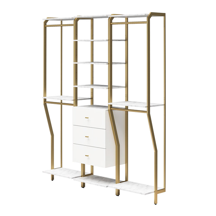 3-piece closet organizer with 2 hanging road - White marble