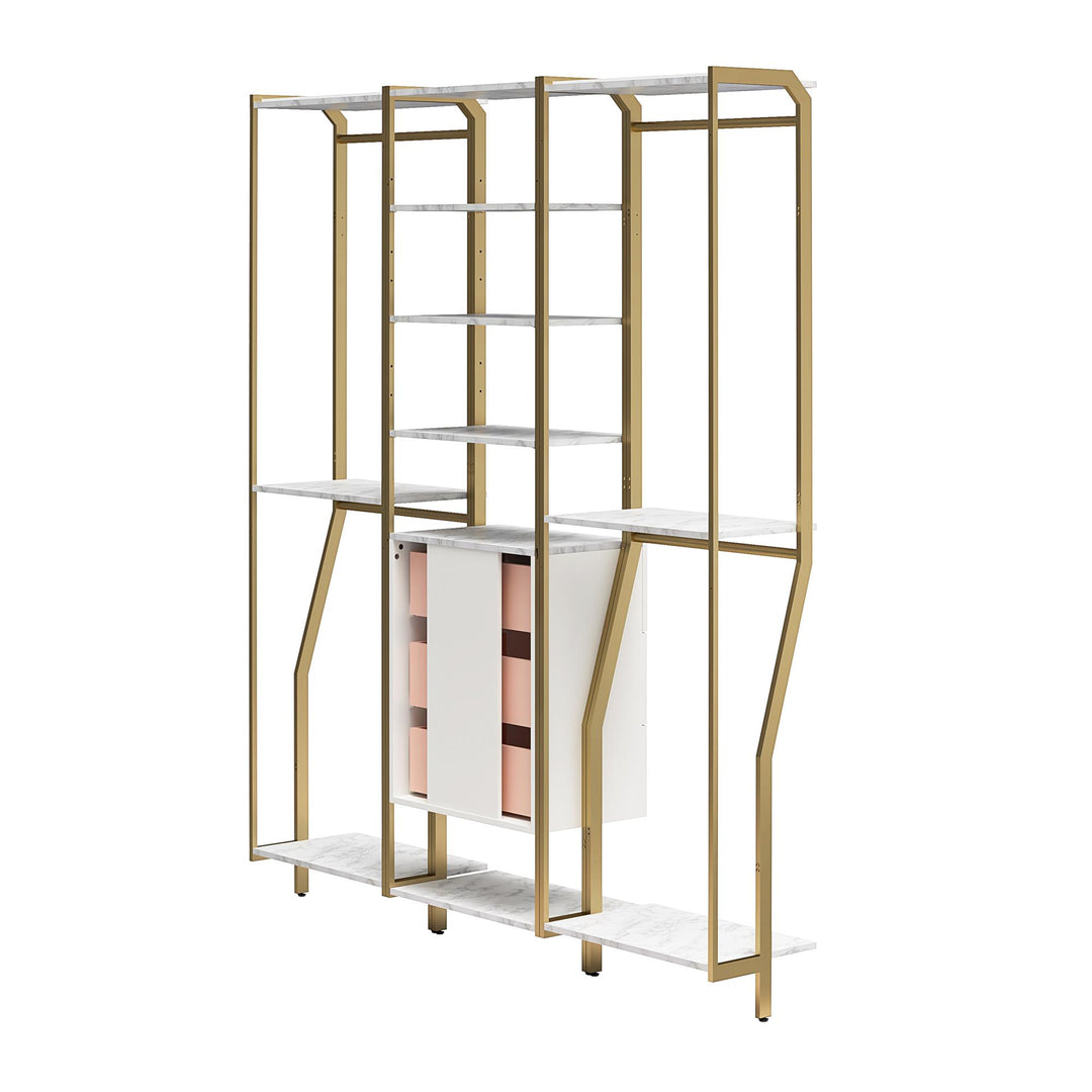 3-piece full open closet organizer - White marble