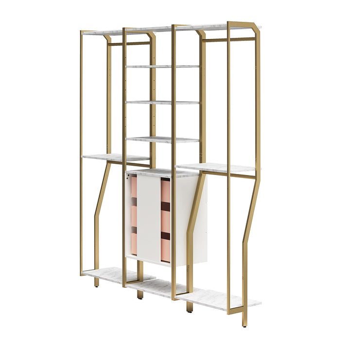 3-piece full open closet organizer - White marble