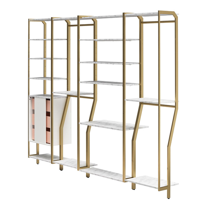 4-piece closet organizer with 3 drawers - White marble