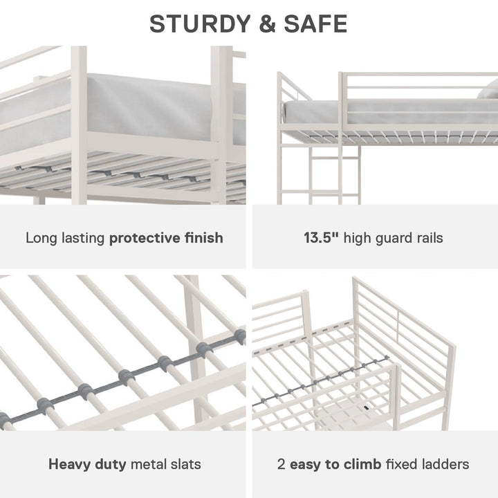 Lanis Twin Loft Bed with Desk and Storage - Off White - Twin