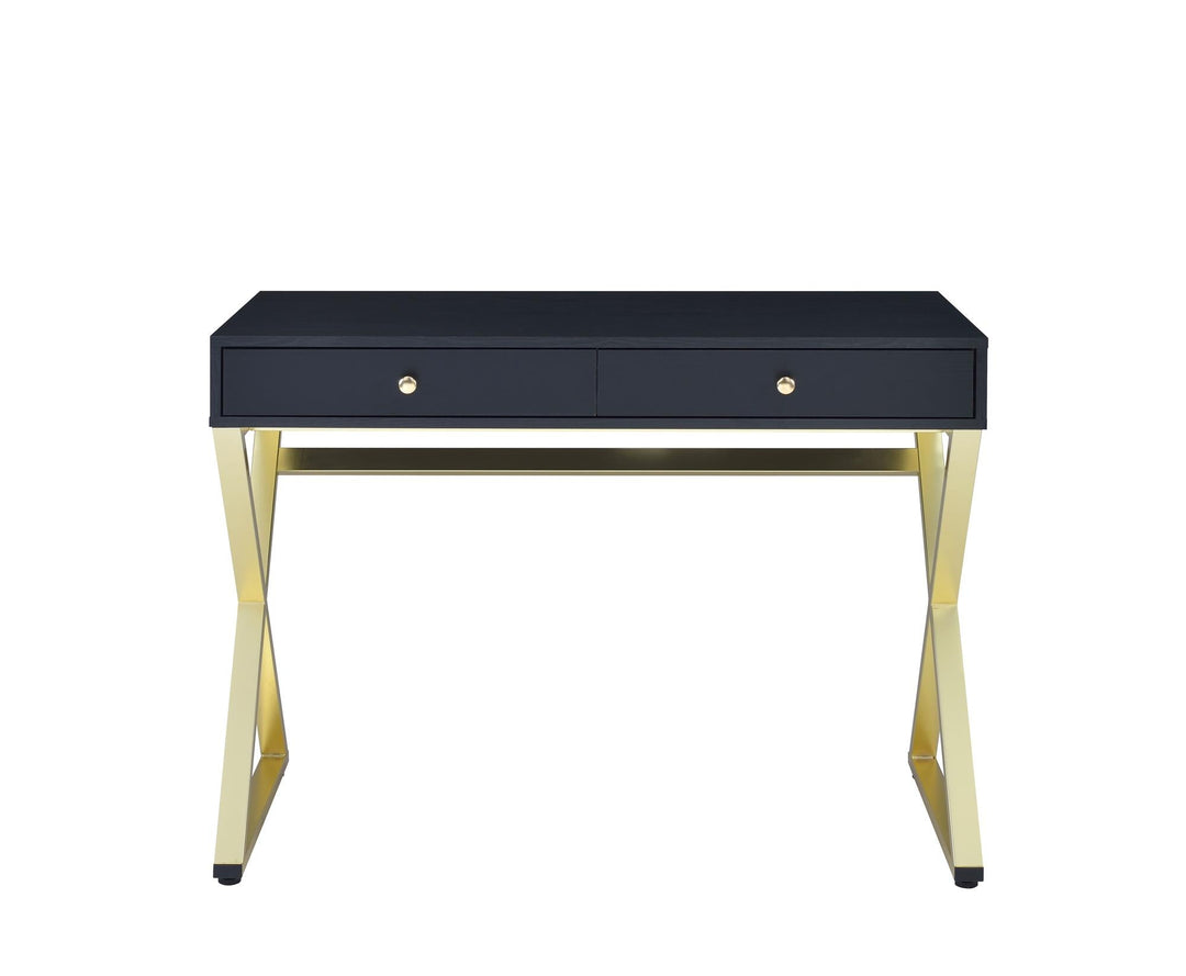 Cecily Rectangular Writing Desk with X Shape Base - Black