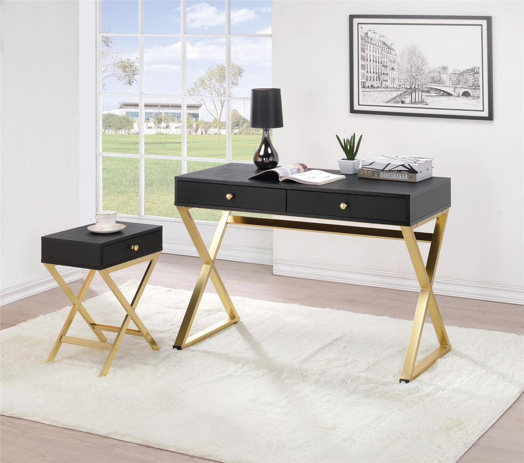 Writing desk with two drawers - Black