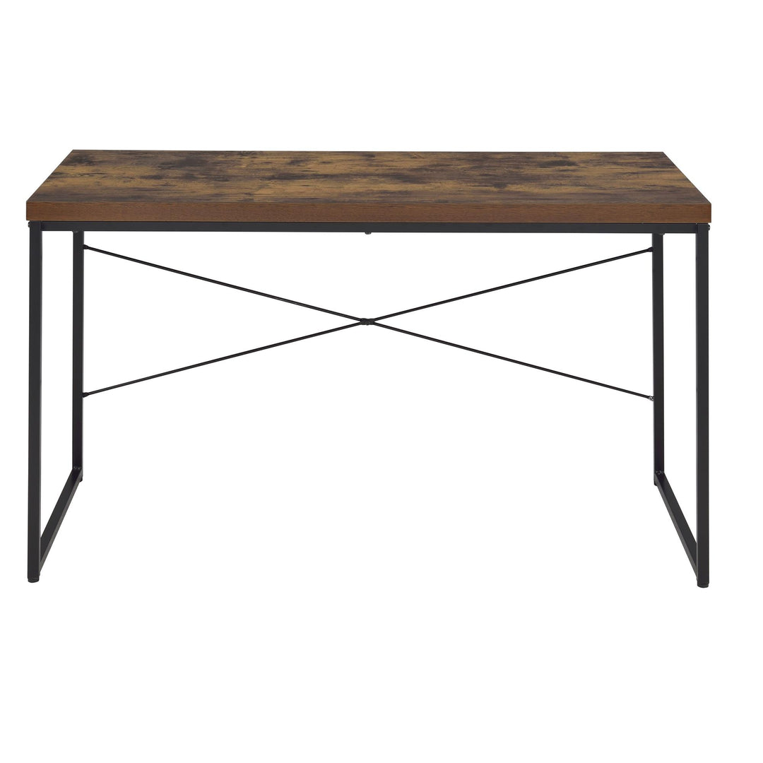 Bob Industrial Desk with Wooden Top and Metal Legs - Weathered Oak