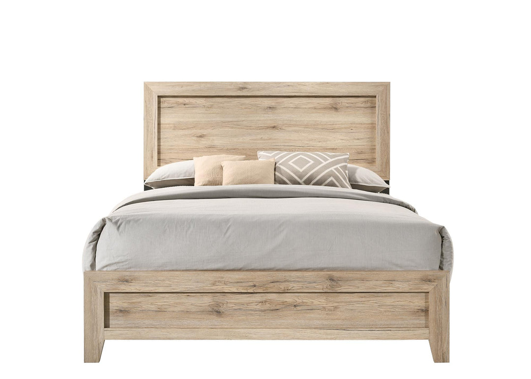 Wooden Panel Bedroom Set - Natural - Queen