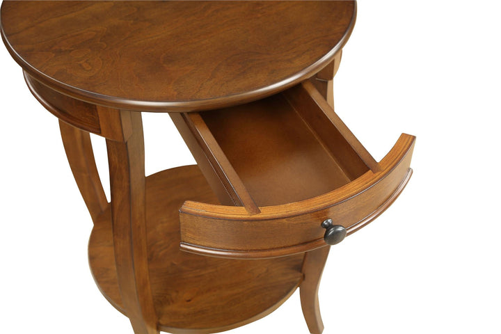Compact End Table with Drawer - Walnut