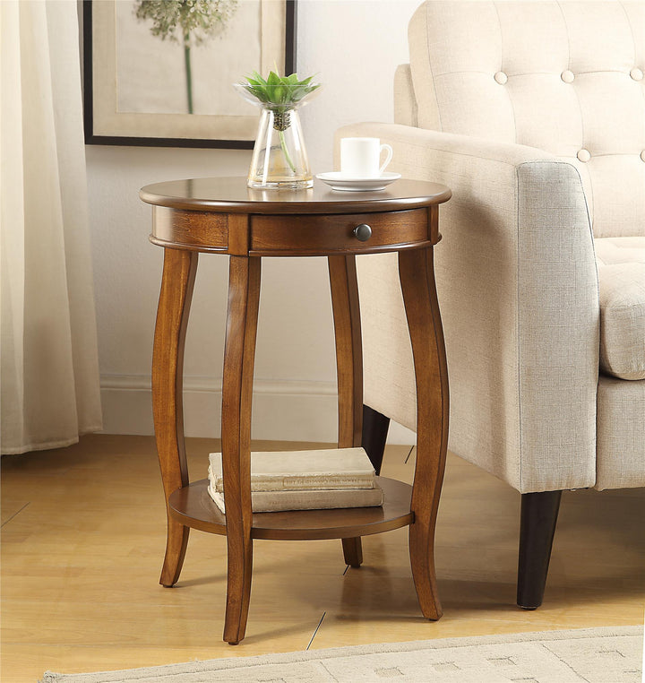 Narrow Side Table with Drawer - Walnut