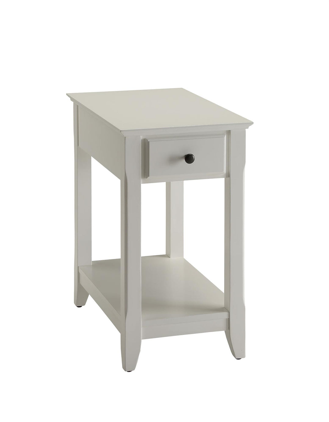Bertie Accent Table with Drawer and Open Storage - White