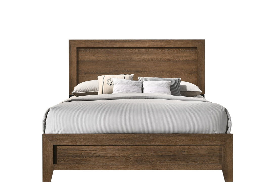 Miquell Wooden Panel Bed (Box Spring Required) - Oak - Queen