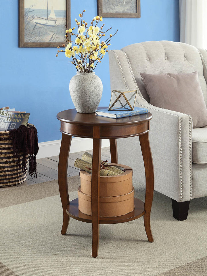 Round Top Stylish Side Table - Walnut