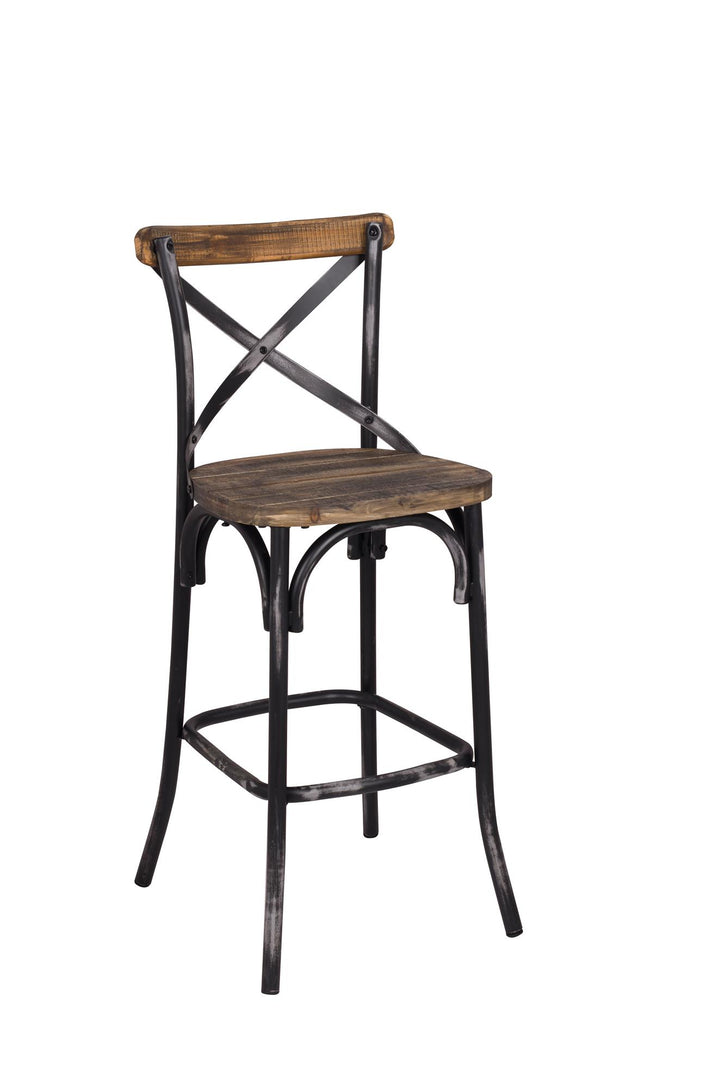 Zaire Armless Industrial Style Bar Chair with a 29'' Seat Height - Black