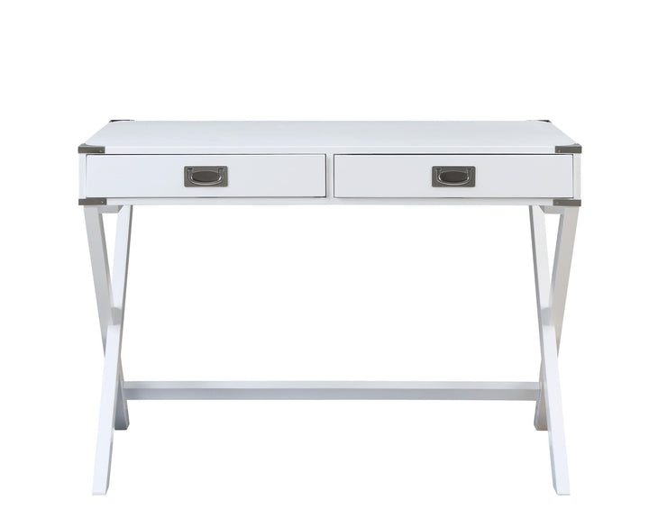 Rectangular Desk with Dual Storage Drawers - White