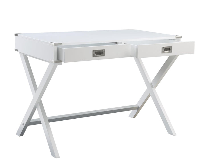Writing Desk with Twin Front Drawers - White