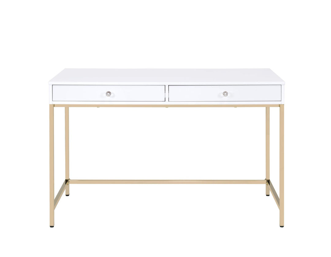 Sadie Rectangular Desk with 2 Storage Drawers - White