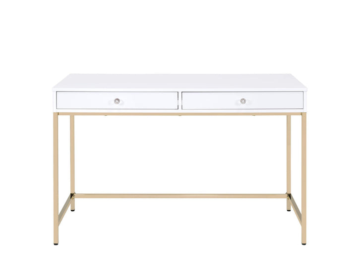 Sadie Rectangular Desk with 2 Storage Drawers - White