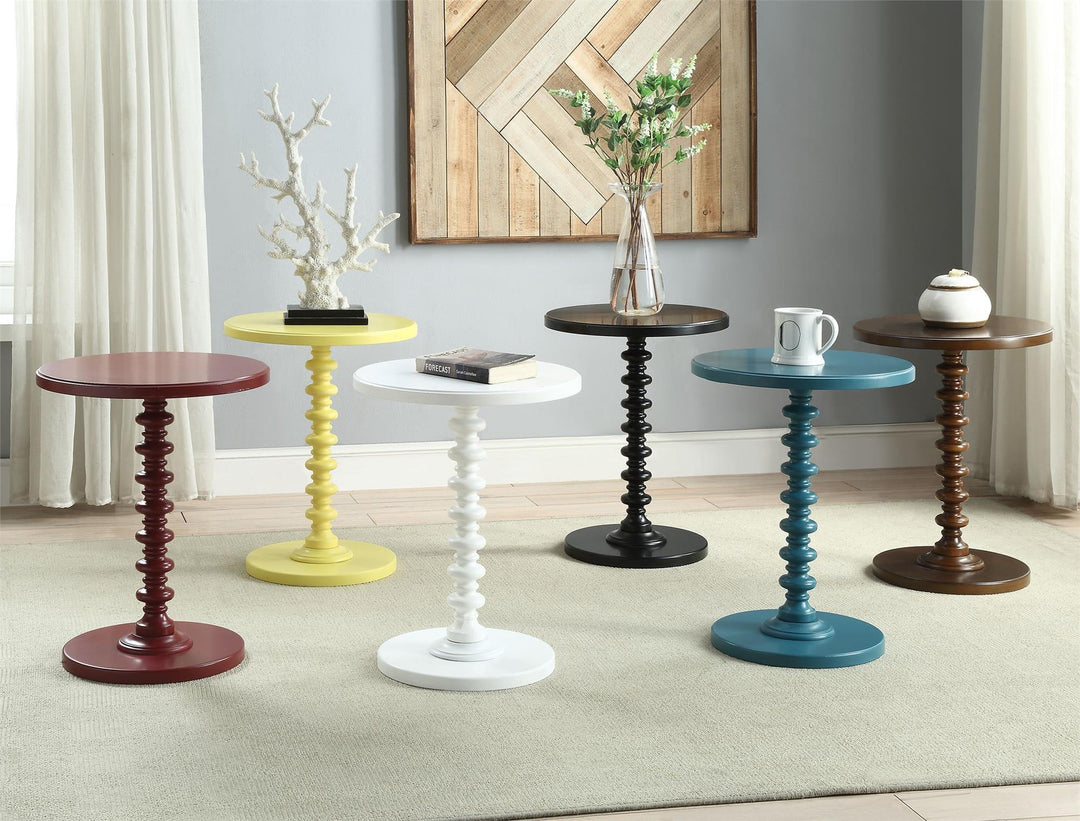 small space pedestal accent table - Walnut