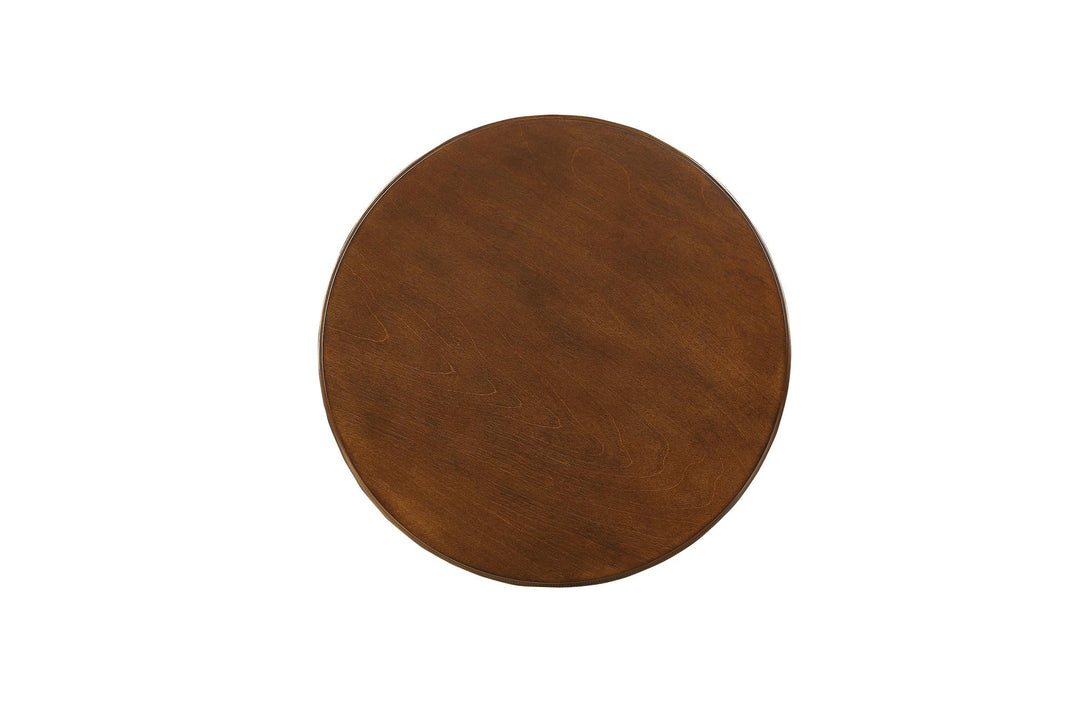 round pedestal accent table with turned pedestal base - Walnut