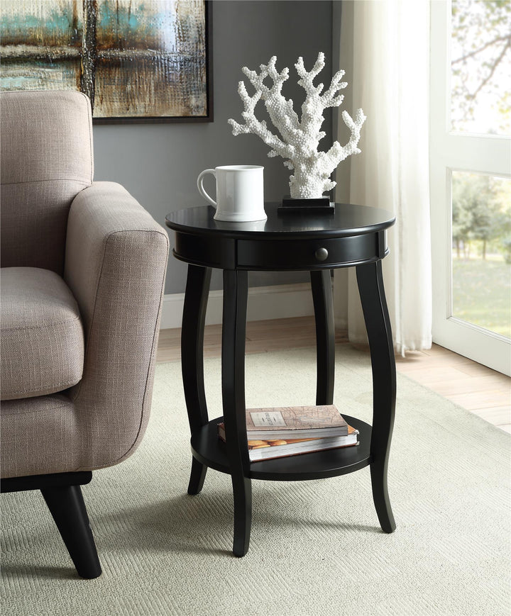 Small Nightstand with Storage Drawer - Black