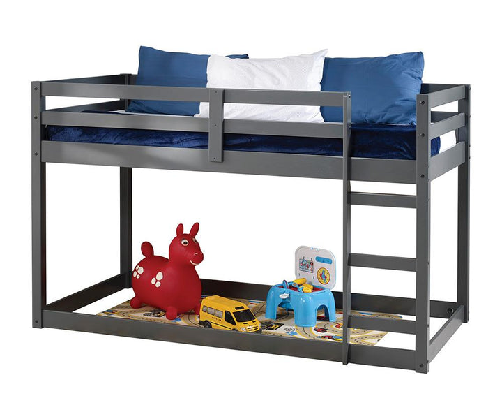 Gaston bed: combining loft design with sturdy slats -  Gray
