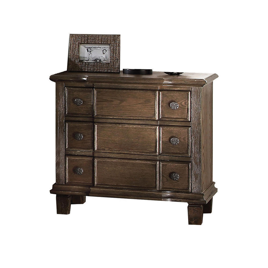 27" Nightstand with 3 Drawers - Weathered Oak