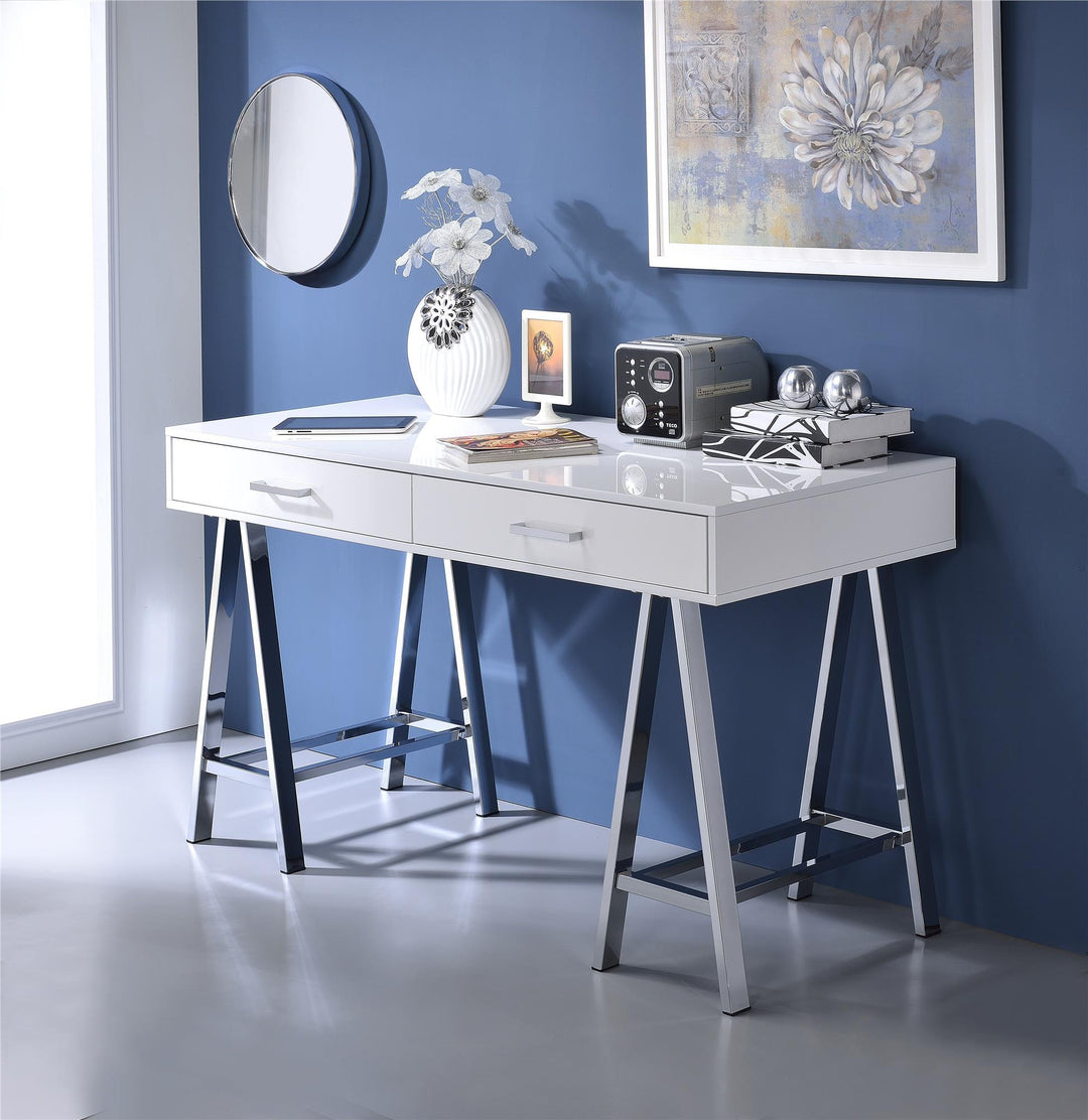 Modern Vanity Desk with 2 Drawers - White