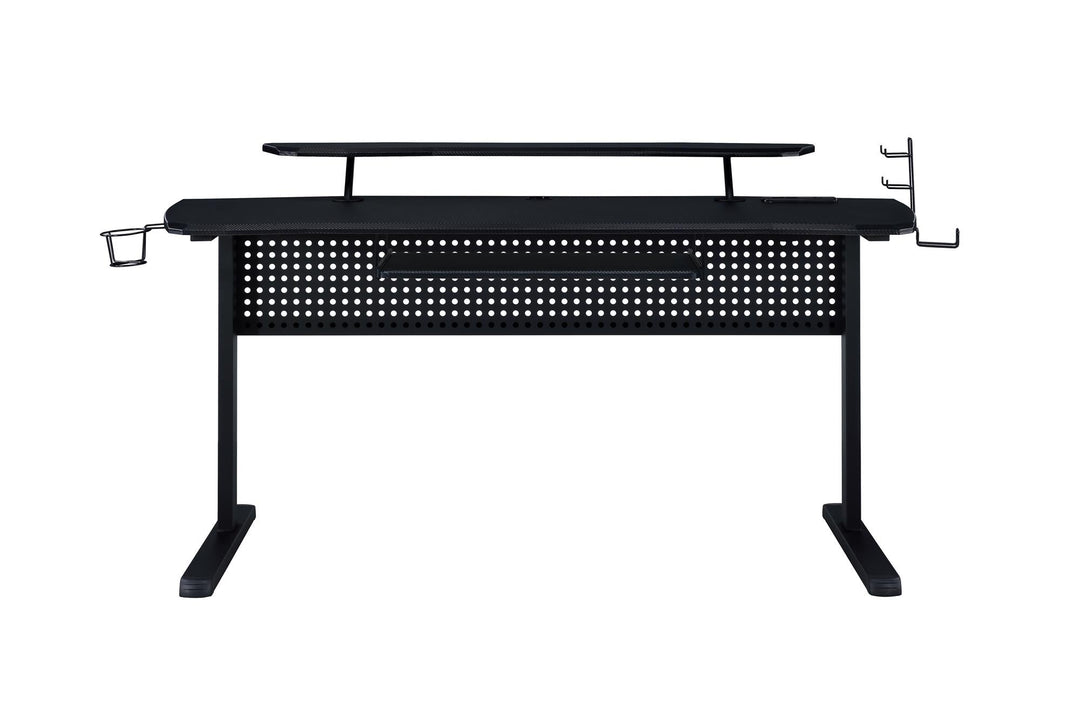 Vildre Gaming Table with USB Port and Pull-Out Keyboard Tray - Black